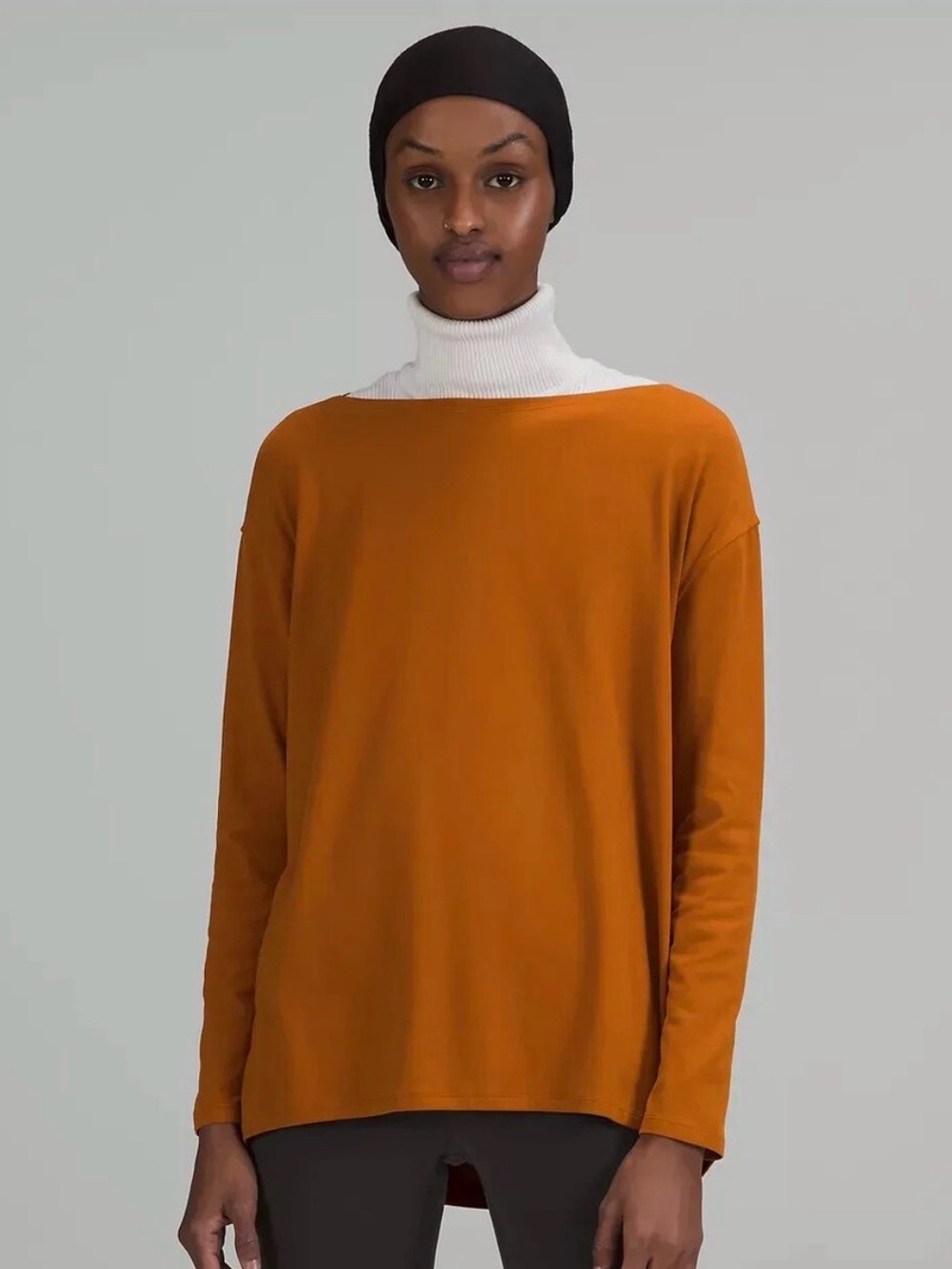Lululemon Butternut Brown Back in Action Long Sleeve Shirt Nulu Athleisure Sz 10